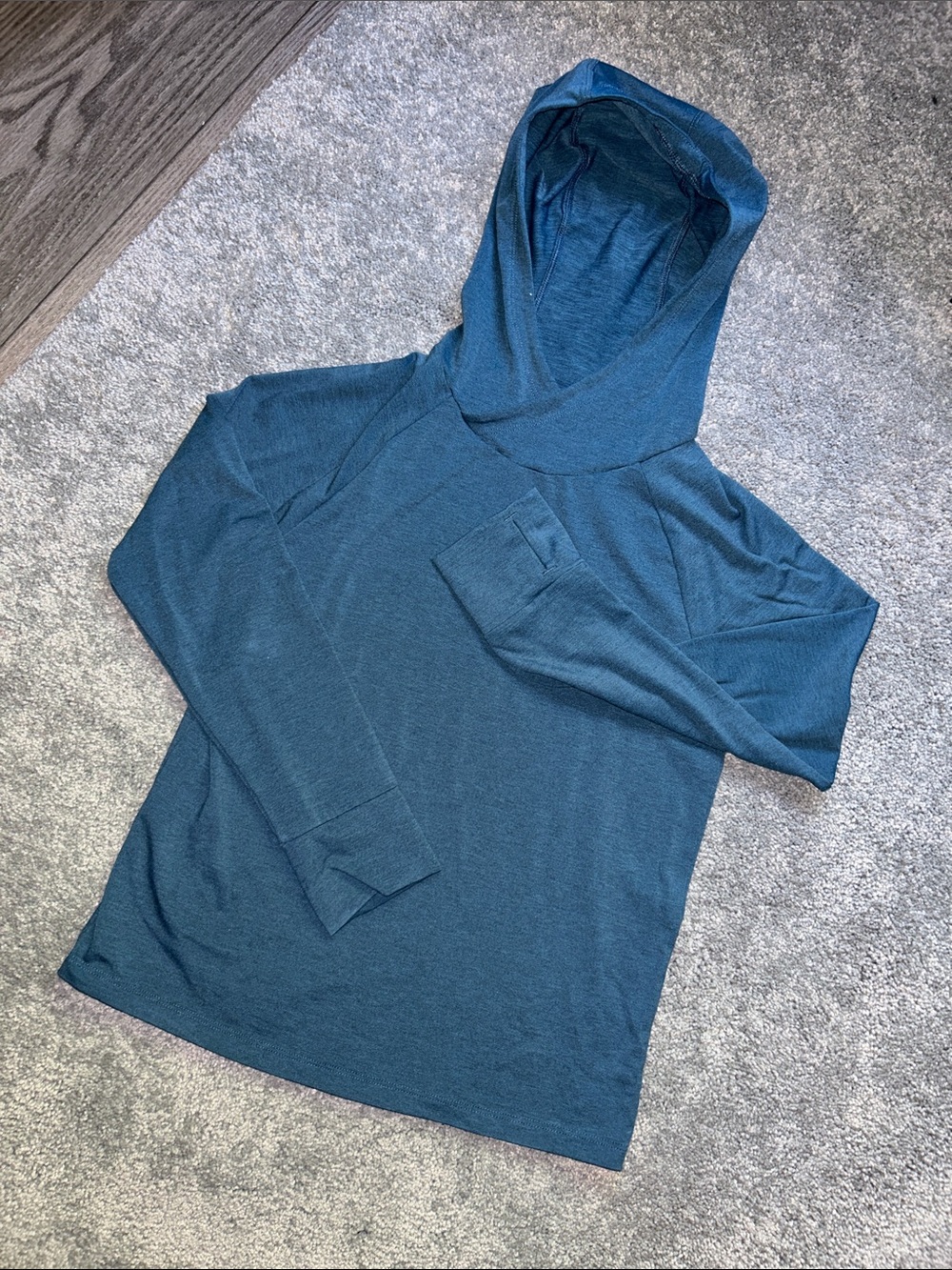 Kids REI Long-Sleeve Hooded activewear top in Deep Teal
